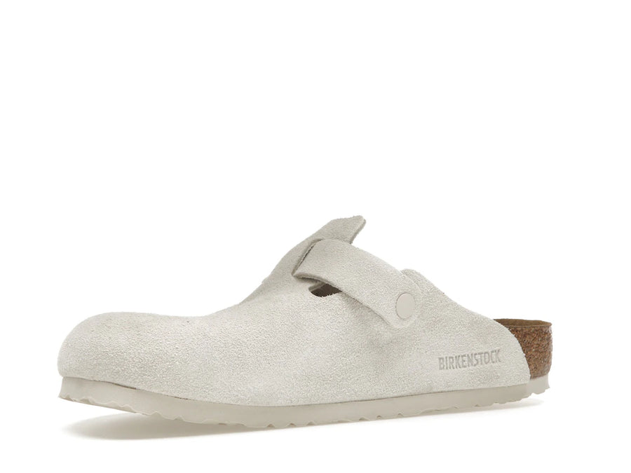 Birkenstock Boston à semelle souple en daim blanc antique