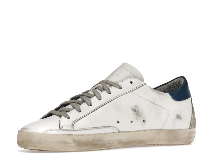 Écusson en daim blanc, bleu royal et gris Golden Goose Super-Star