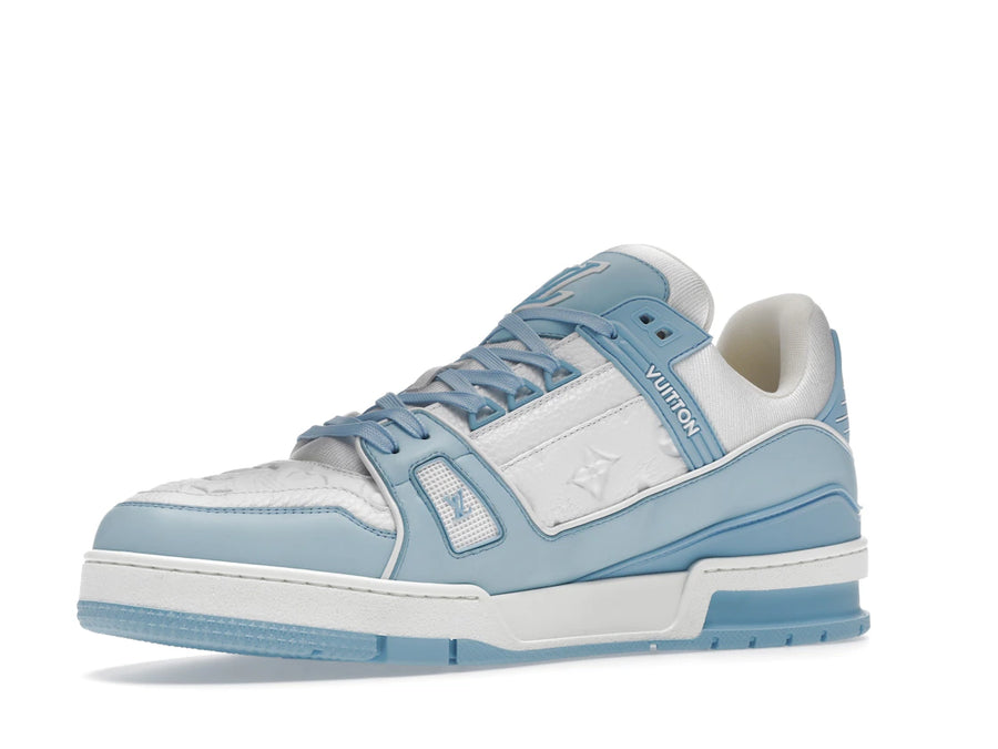 Baskets basses Louis Vuitton blanches et bleu ciel