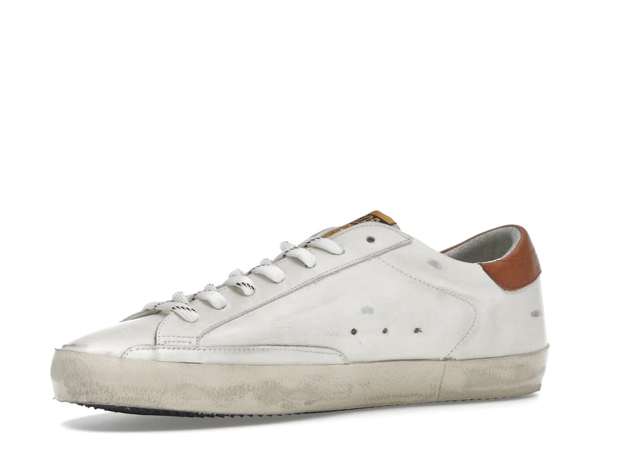 Languette de talon Golden Goose Super-Star blanche, grise et marron