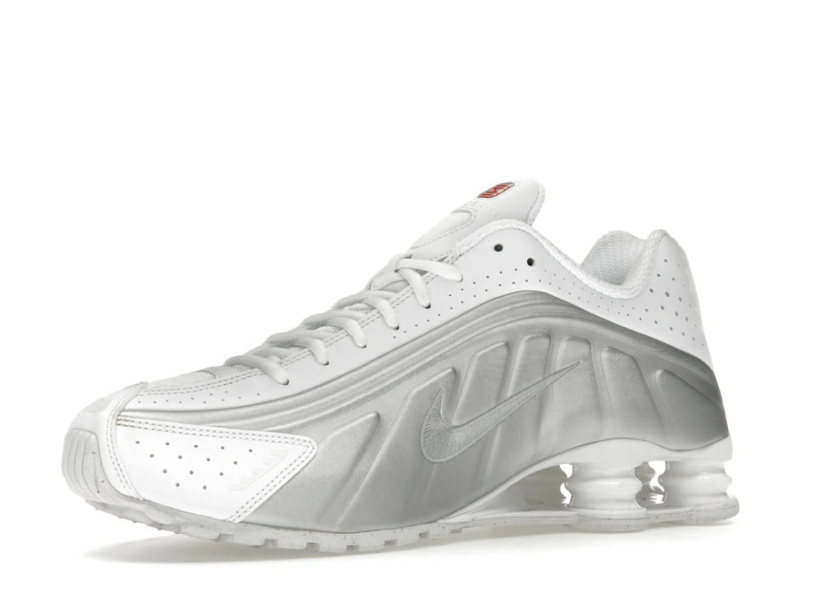 Nike Shox R4 Blanc Cramoisi Vif Argent Métallisé