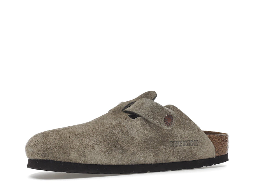 Birkenstock Boston à semelle souple en daim taupe (coupe étroite)