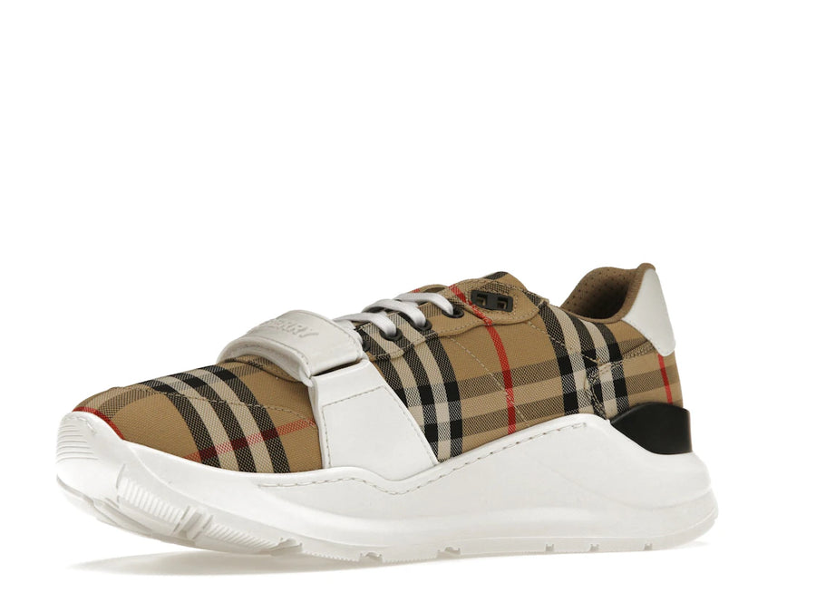 Burberry Ramsey Vintage Check Suede Leather Archive Biege White