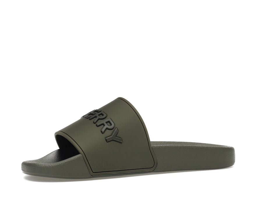 Burberry Embossed Logo Slides Dark Fern Green Black