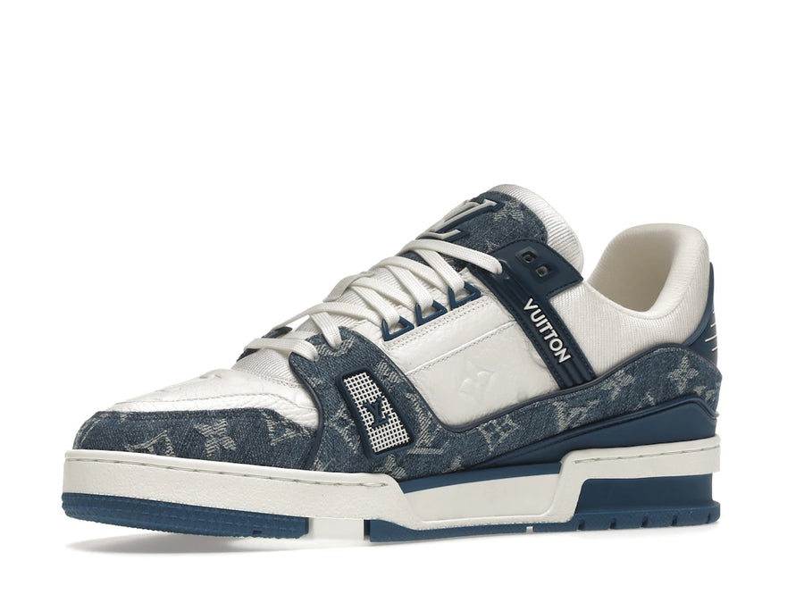 Baskets Louis Vuitton LV Monogram Denim Blanc Bleu