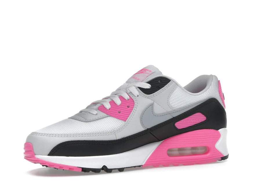Nike Air Max 90 Blanc Rose Fluorescent Gris Loup (Femme)