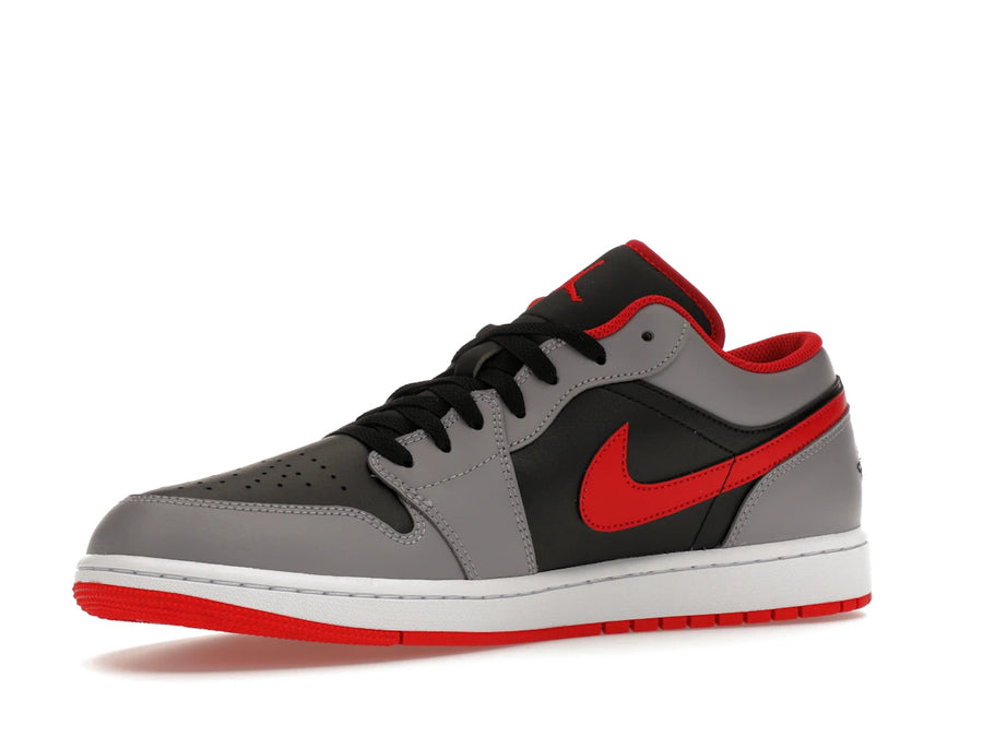 Jordan 1 Low Noir Gris fumé clair Rouge gym