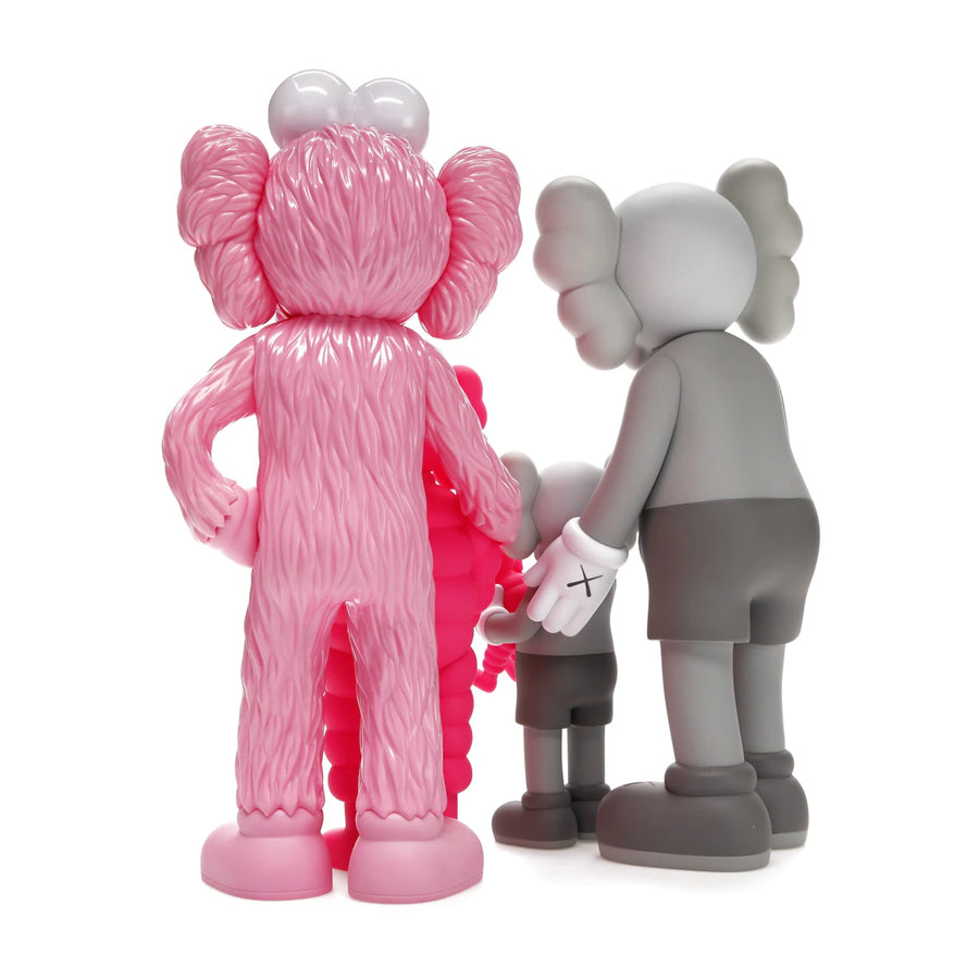 Figurines en vinyle KAWS Family, gris/rose