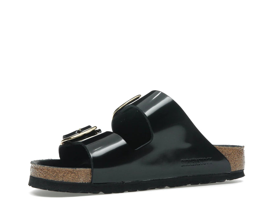 Birkenstock Arizona Big Buckle Cuir naturel verni Noir et or (Femme)