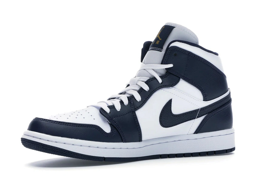 Jordan 1 Mid Blanc Métallisé Or Obsidien