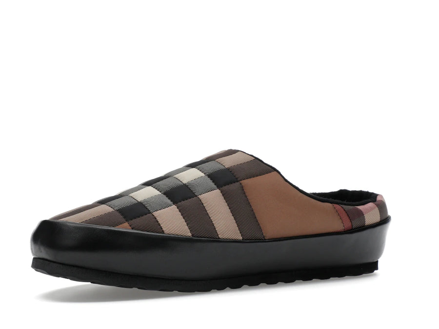 Pantoufles Burberry Northaven à carreaux vintage marron bouleau