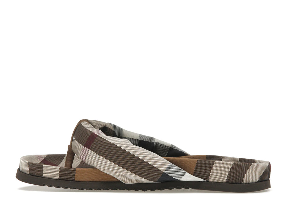 Burberry Check Print Thong Sandals Brown