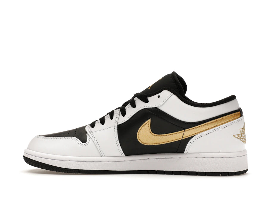 Jordan 1 Low Blanc Noir Swoosh Or Métallisé