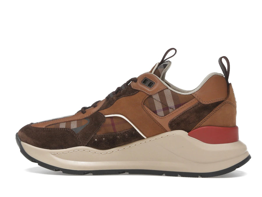 Burberry Check and Suede Sneakers Dark Birch Brown