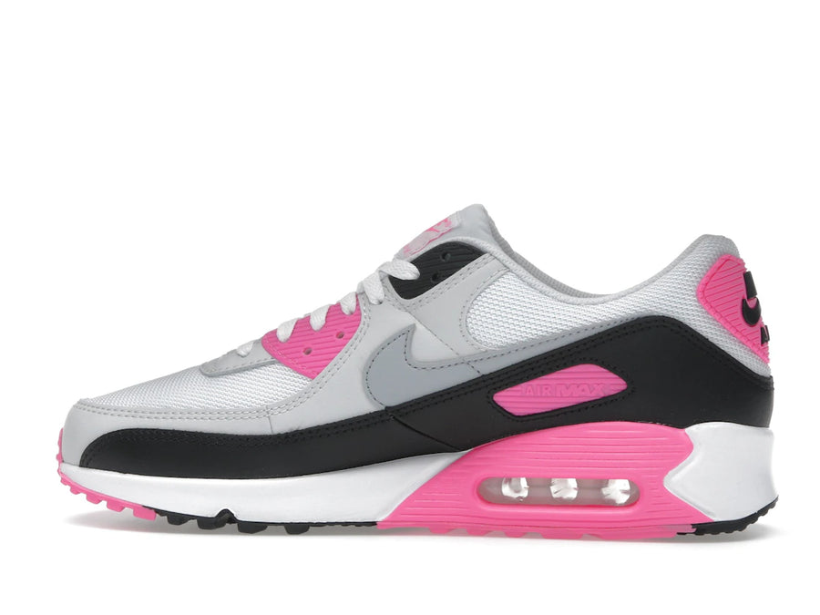 Nike Air Max 90 Blanc Rose Fluorescent Gris Loup (Femme)