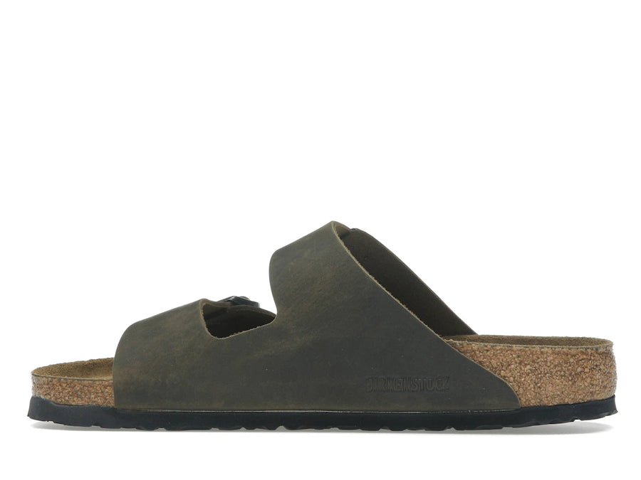 Birkenstock Arizona, semelle souple, cuir huilé, kaki délavé