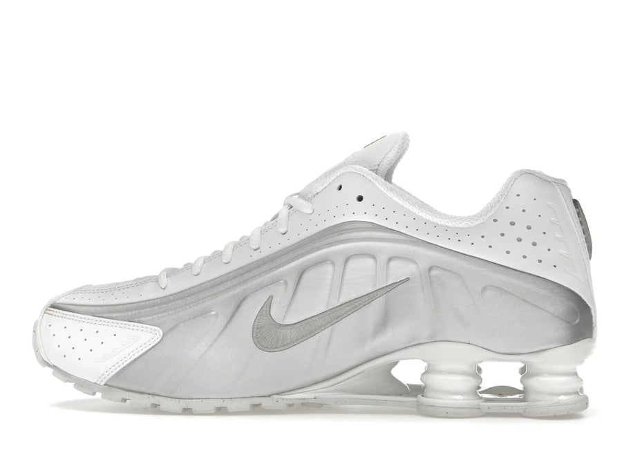 Nike Shox R4 Blanc Cramoisi Vif Argent Métallisé