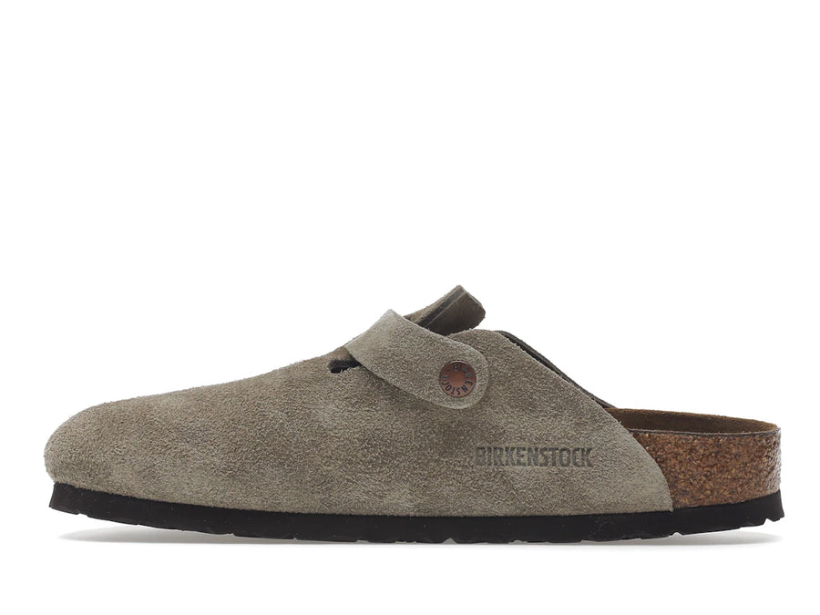 Birkenstock Boston à semelle souple en daim taupe (coupe étroite)