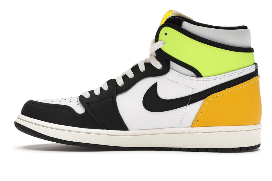 Jordan 1 Retro High Blanc Noir Volt Or Universitaire