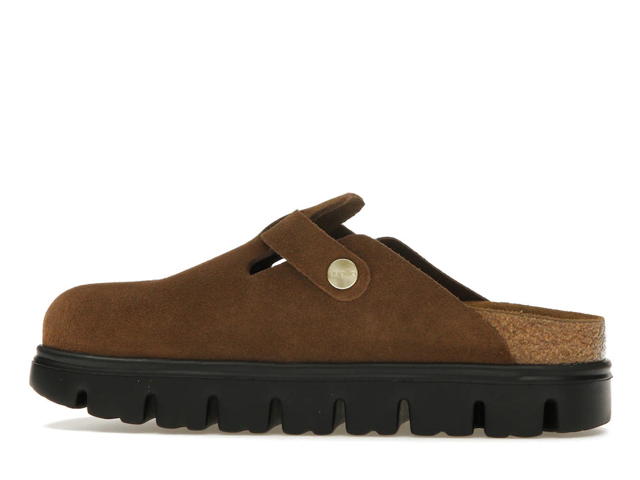 Birkenstock Boston Chunky Suede Noir Thé Foncé (Étroit) (Femme)