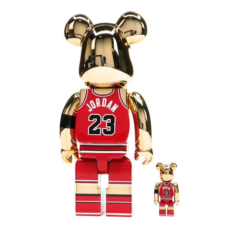 Bearbrick Michael Jordan 1985 Rookie Jersey 100% & 400% Set Gold Chrome