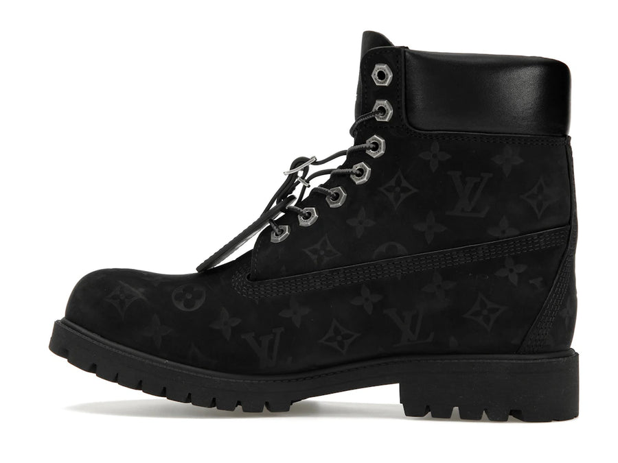 Bottines Louis Vuitton Timberland 6" noires monogrammées