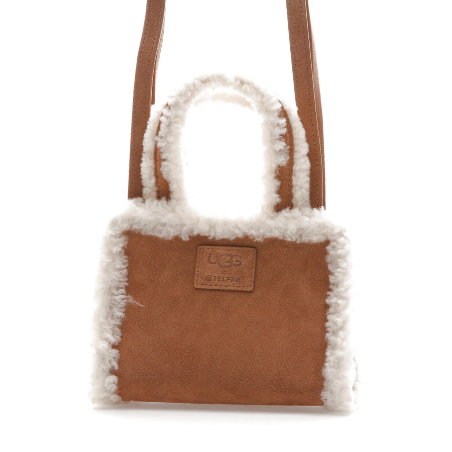 Sac cabas Telfar x UGG, petit modèle, couleur châtaigne