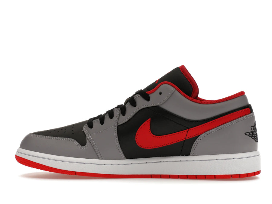 Jordan 1 Low Noir Gris fumé clair Rouge gym