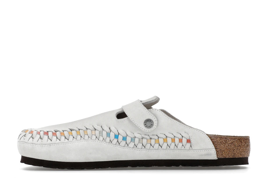 Birkenstock Boston en daim tressé Kith Blanc antique tie-dye