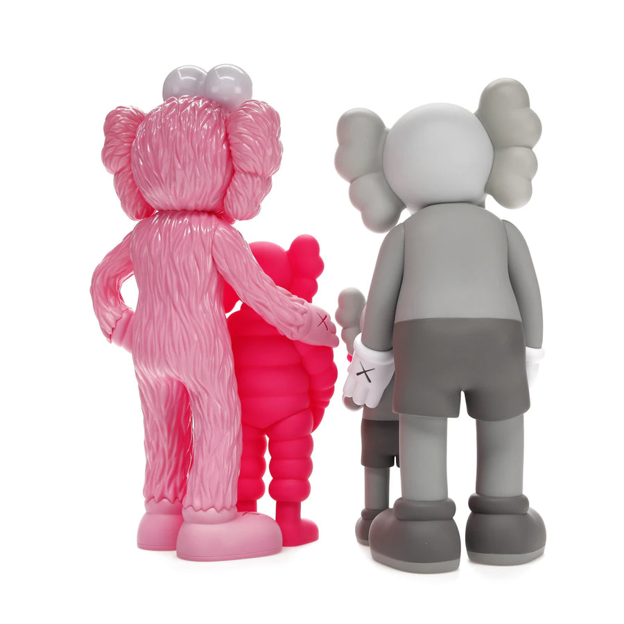 Figurines en vinyle KAWS Family, gris/rose