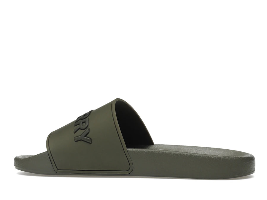 Burberry Embossed Logo Slides Dark Fern Green Black