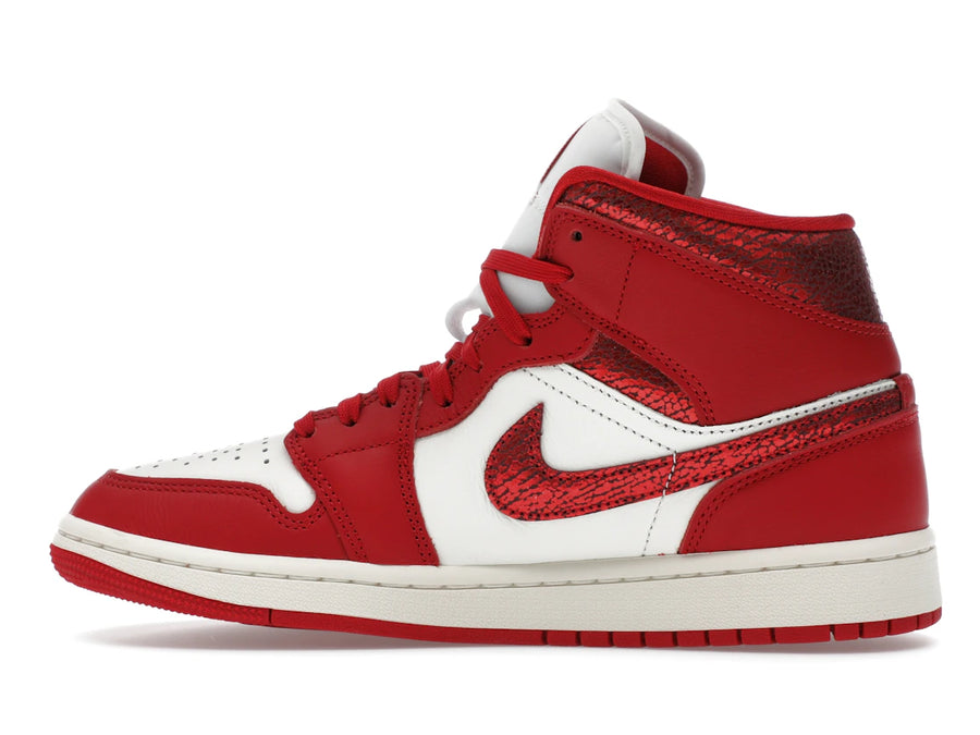 Jordan 1 Mid SE Rouge Cuir Craquelé (Femme)