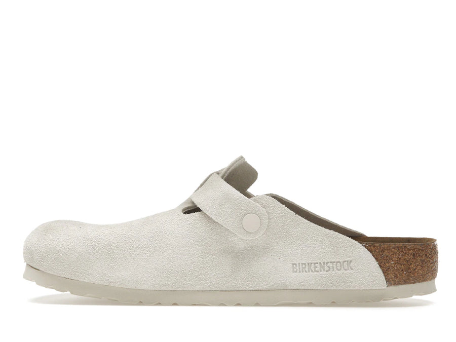 Birkenstock Boston à semelle souple en daim blanc antique