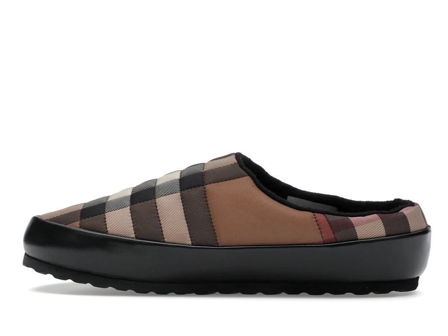 Pantoufles Burberry Northaven à carreaux vintage marron bouleau