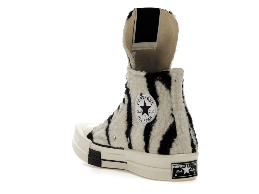 Converse TURBODRK Chuck Taylor All Star 70 Hi Rick Owens DRKSHDW Sherpa Zebra Print Blanc Noir