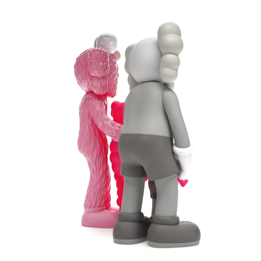 Figurines en vinyle KAWS Family, gris/rose
