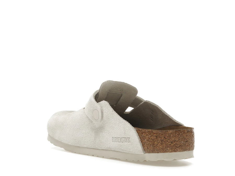Birkenstock Boston à semelle souple en daim blanc antique