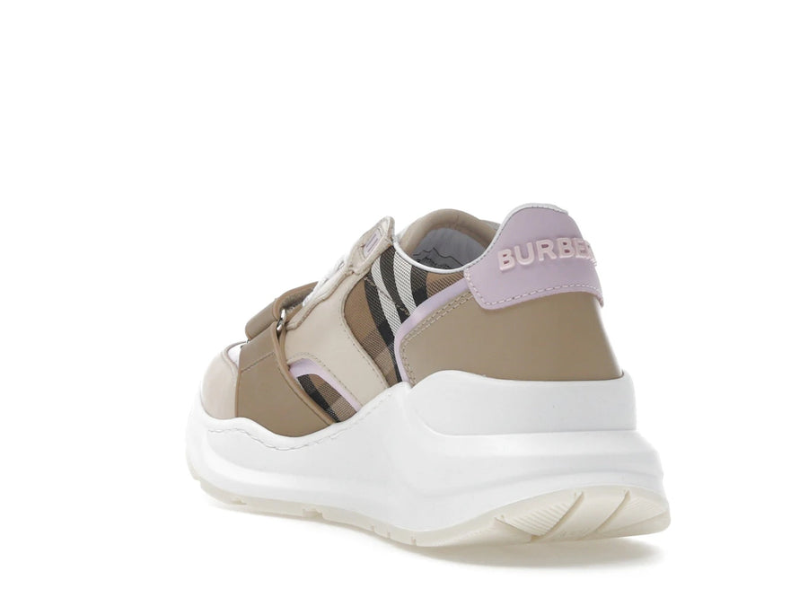 Baskets Burberry Ramsey à carreaux vintage beige taupe marron (Femme)