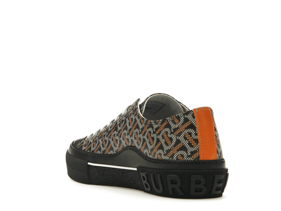 Burberry Monogram Pattern Low Top Black Orange Canvas