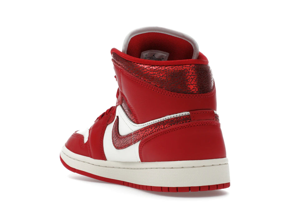 Jordan 1 Mid SE Rouge Cuir Craquelé (Femme)