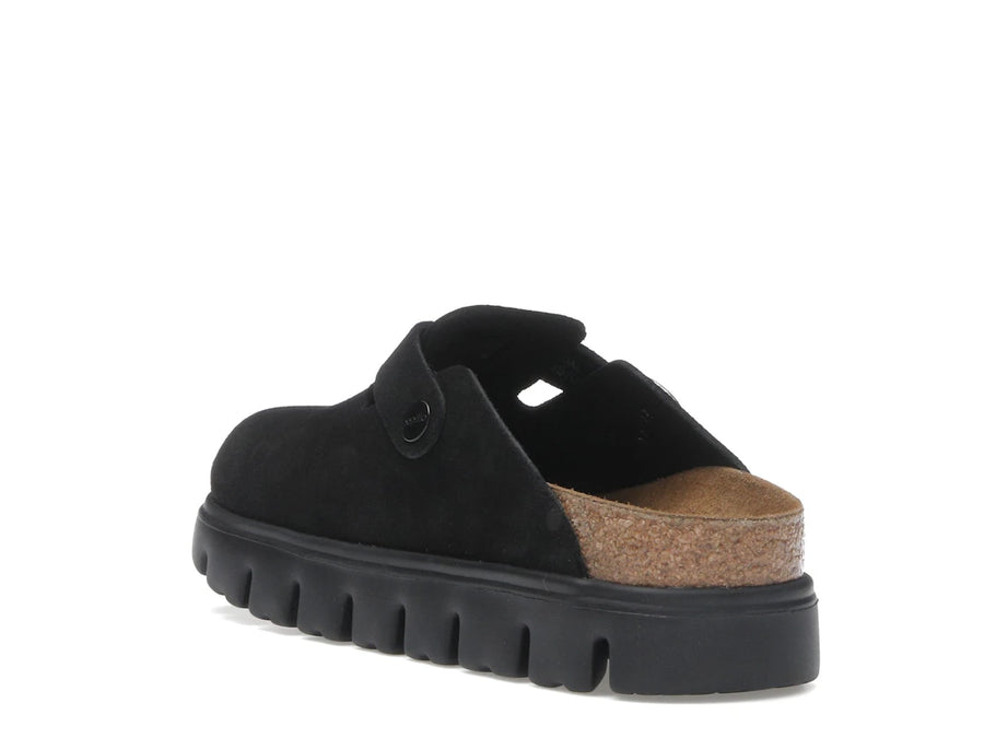 Birkenstock Boston Chunky Suede Black Black Sole (Narrow) (Women's)