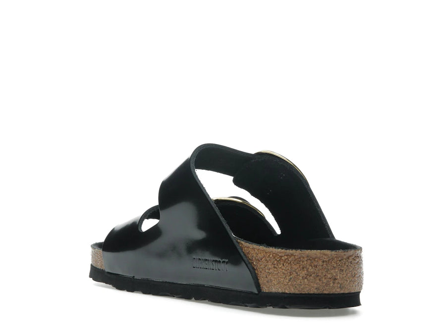Birkenstock Arizona Big Buckle Cuir naturel verni Noir et or (Femme)