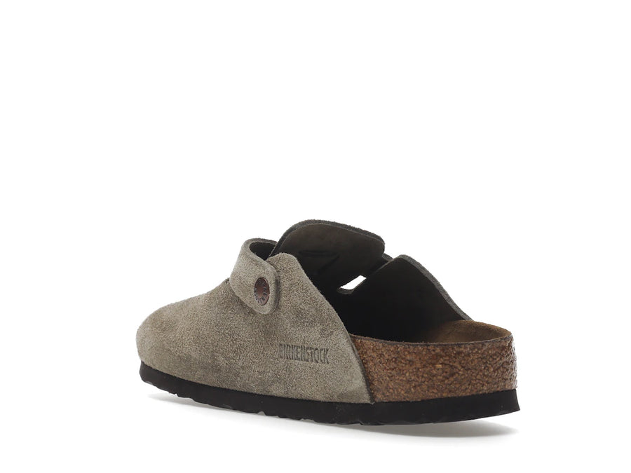 Birkenstock Boston à semelle souple en daim taupe (coupe étroite)