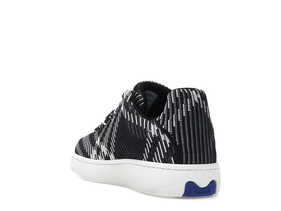 Baskets montantes Burberry Check Knit Box noires et blanches (femme)
