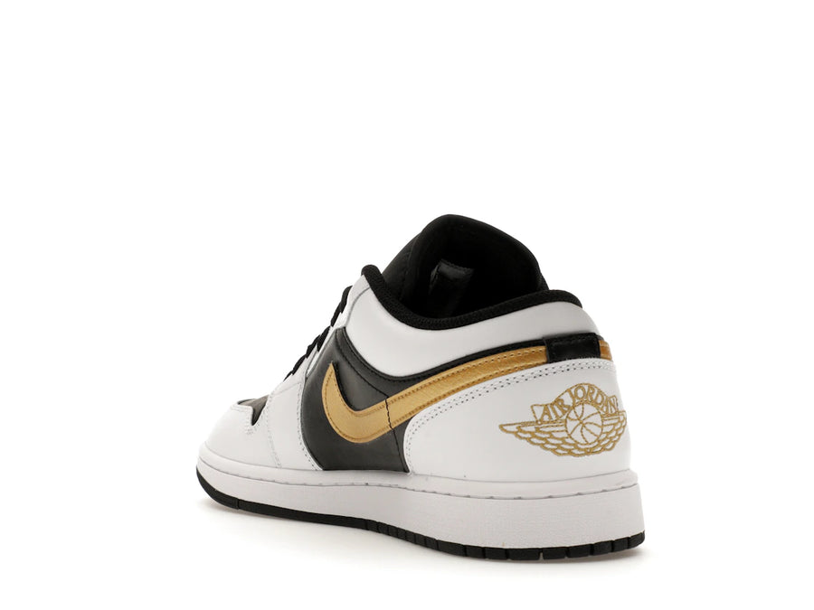 Jordan 1 Low Blanc Noir Swoosh Or Métallisé