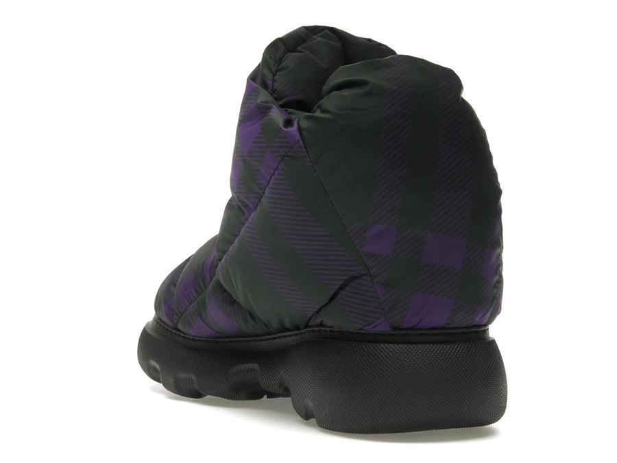Bottes Burberry à carreaux noir et violet