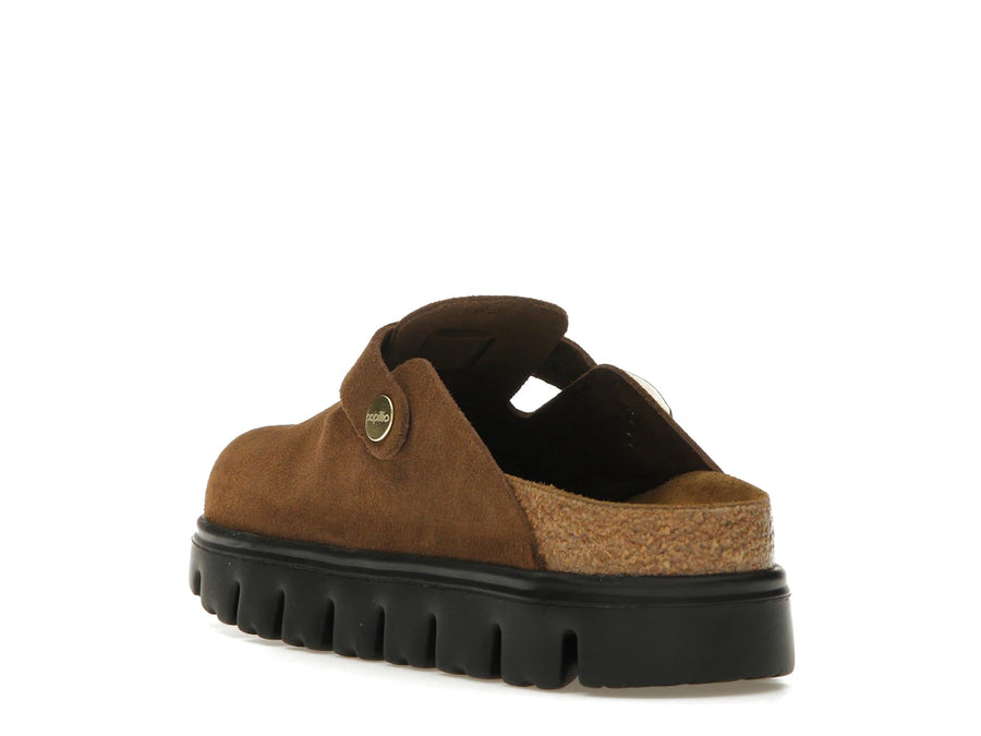 Birkenstock Boston Chunky Suede Noir Thé Foncé (Étroit) (Femme)