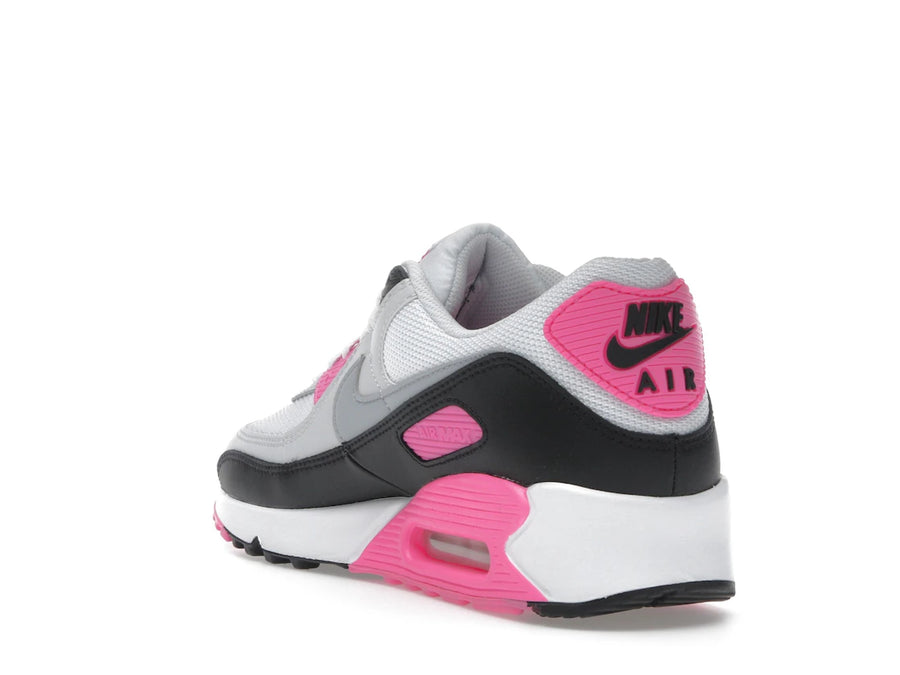 Nike Air Max 90 Blanc Rose Fluorescent Gris Loup (Femme)
