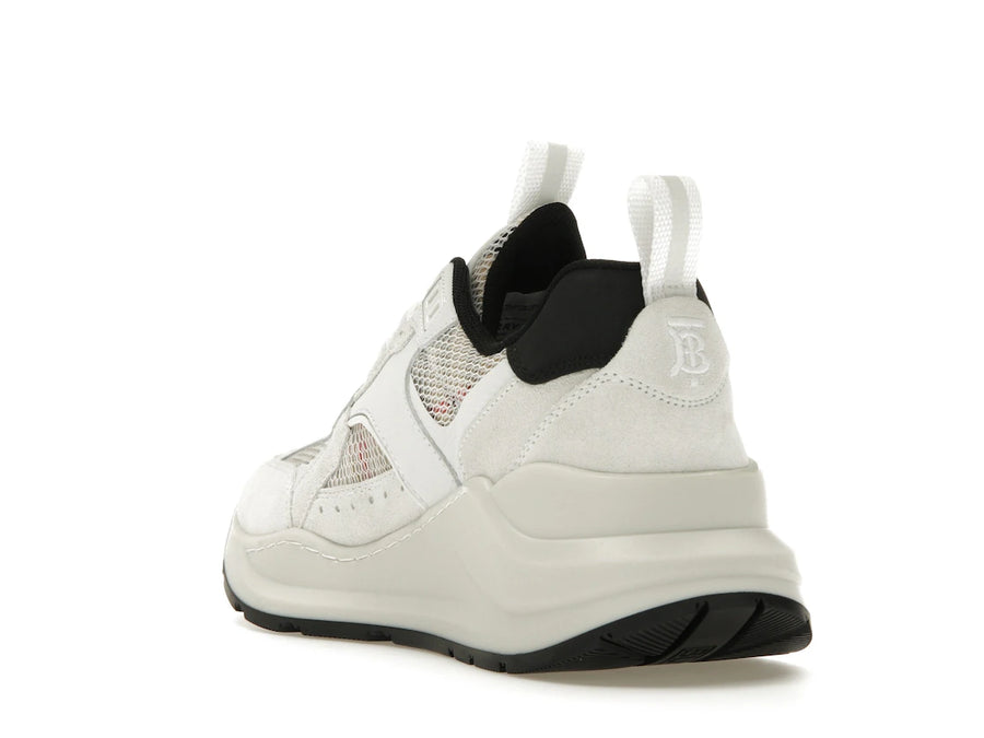 Baskets Burberry en cuir imprimé logo, daim et mesh à carreaux, coloris Archive beige et blanc (Femme)
