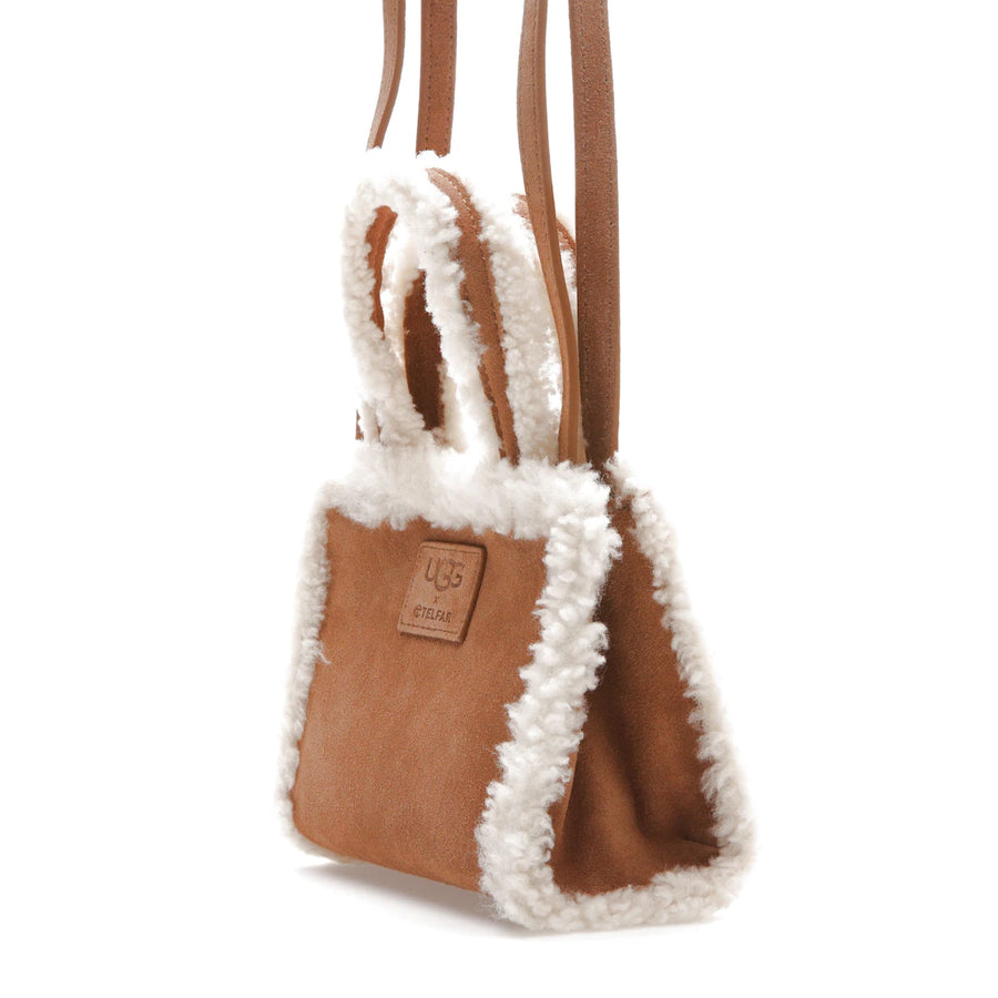 Sac cabas Telfar x UGG, petit modèle, couleur châtaigne